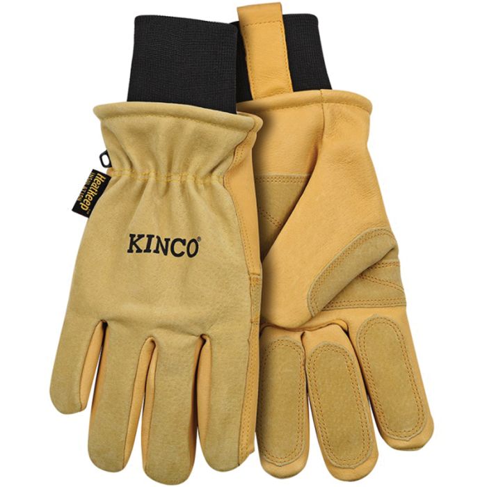 KINCO LINED HEAVY DUTY PREMIUM GRAIN AND SUEDE PIGSKIN GLOVE WITH KNIT WRIST