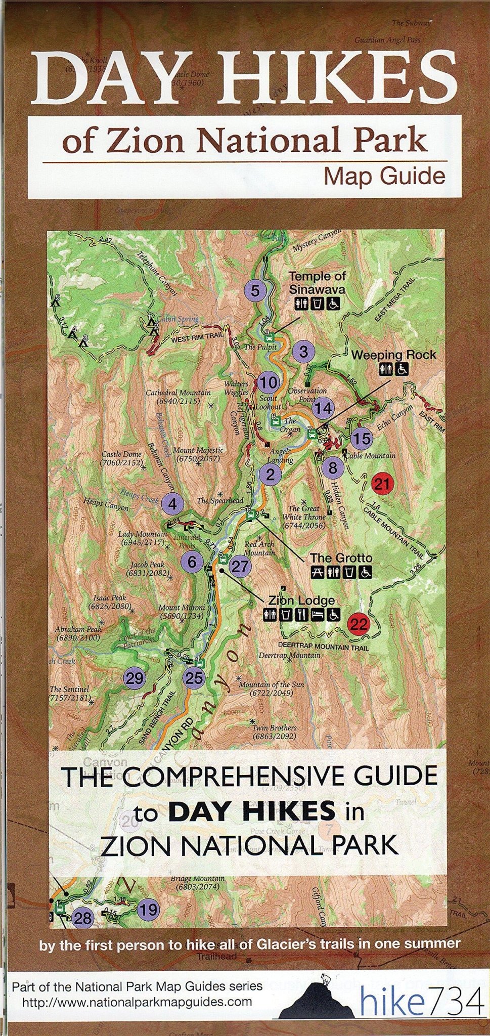 Day Hikes Zion Np Map Guide - RopesGear.com